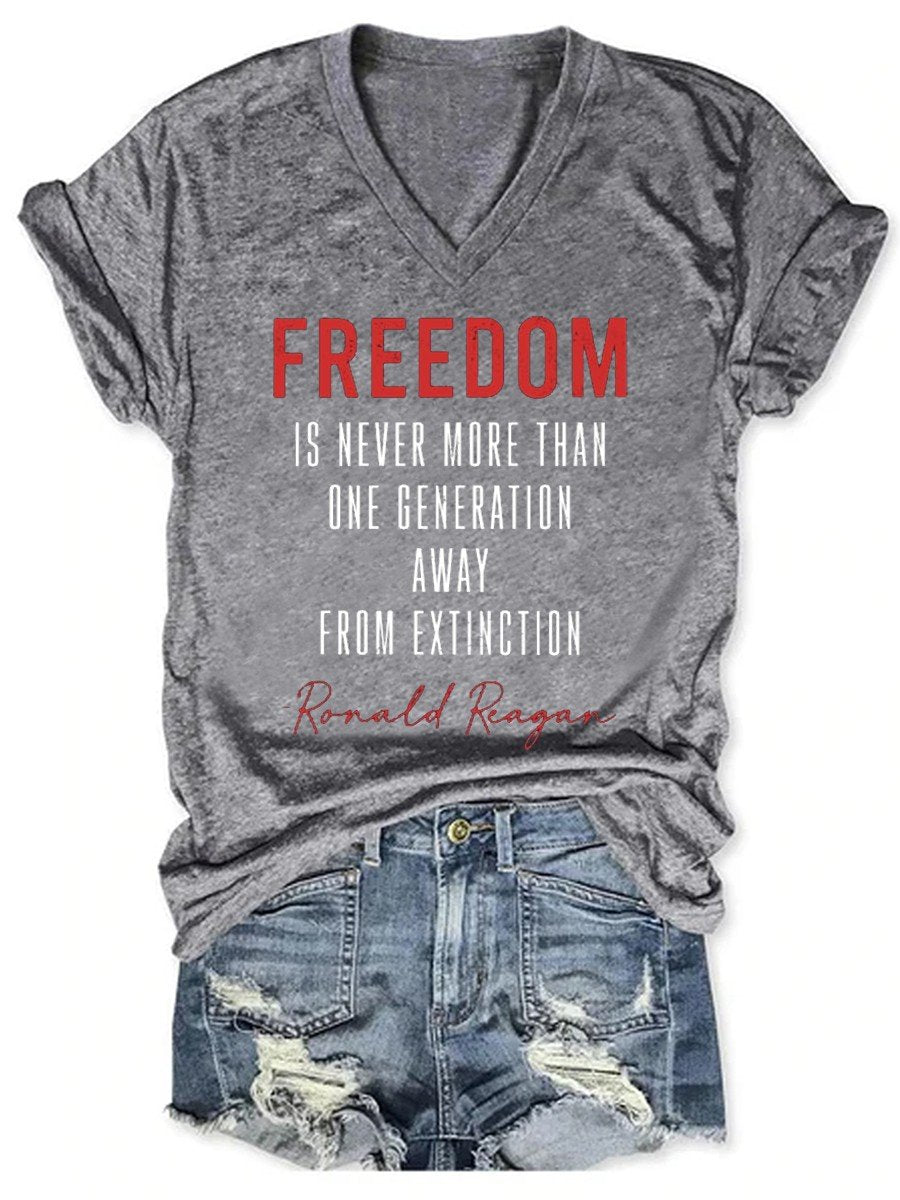 Women Freedom Is Never More Than Ladies Flowy V-neck T-shirt - Outlets Forever