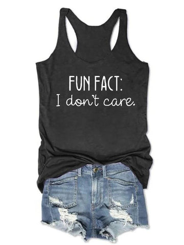 Fun Fact Text Printing Women Tank Top