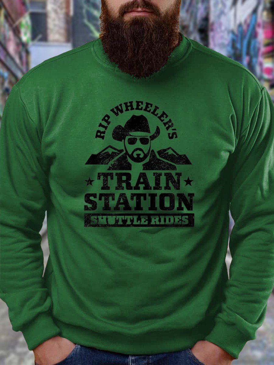 Men Rip Wheeler's Train Station Shuttle Rides Sweatshirt - Outlets Forever