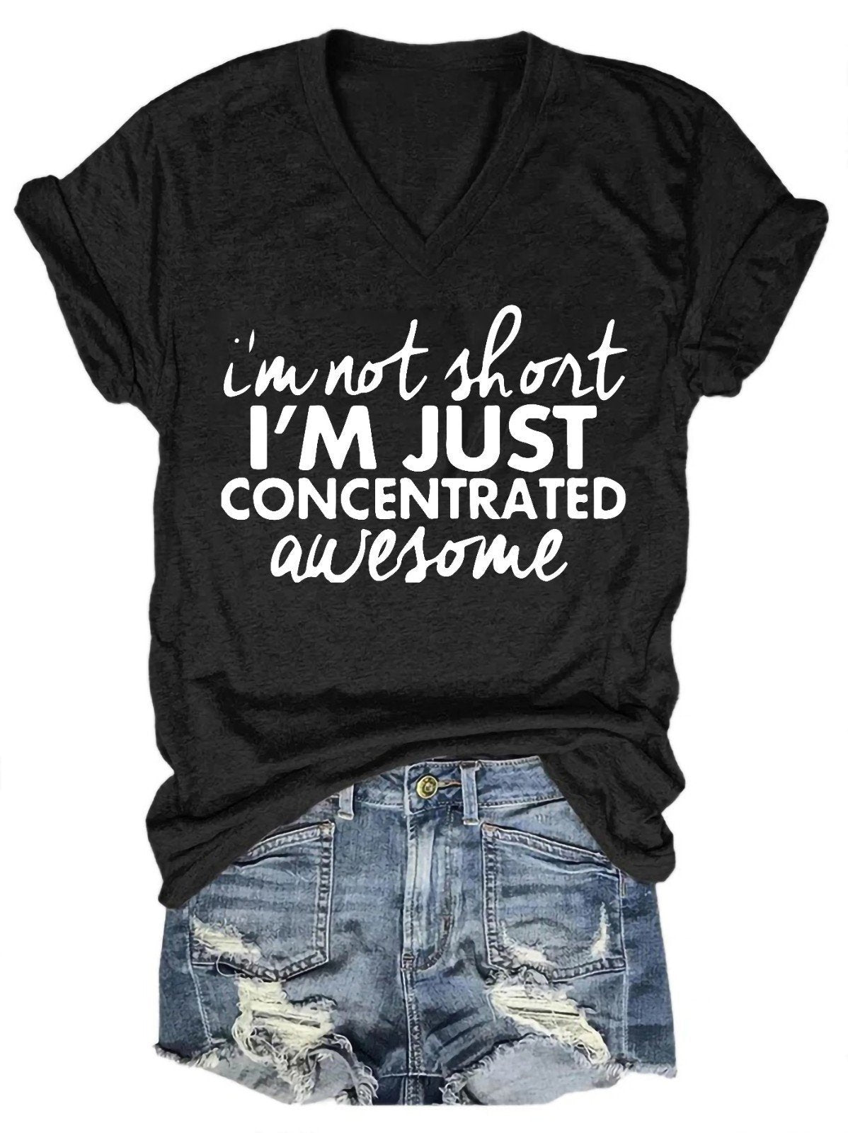 I'm Not Short I 'm Just Concentrated Awesome Women's V-Neck T-Shirt - Outlets Forever