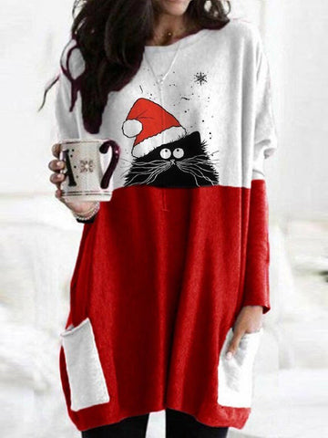 Women's Little Black Fat Cat Longline T-Shirt