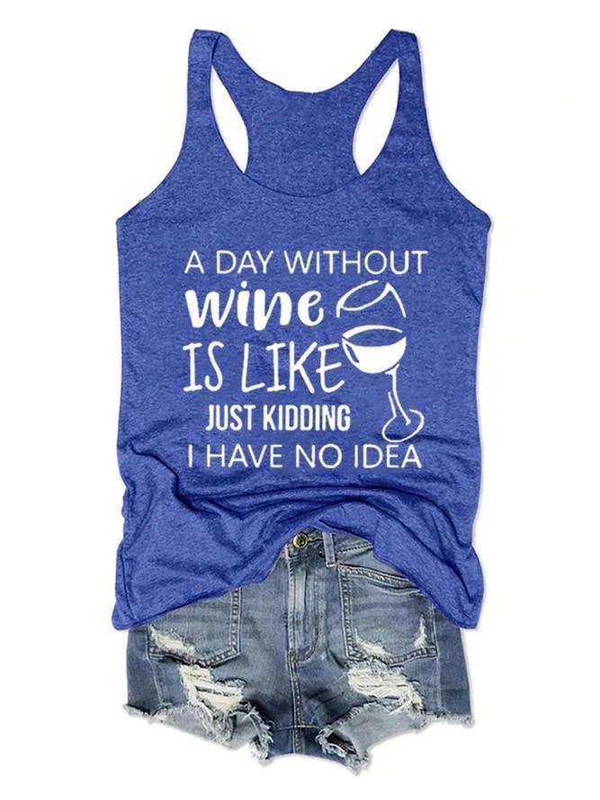 Women A Day Without Wine Tank Top - Outlets Forever
