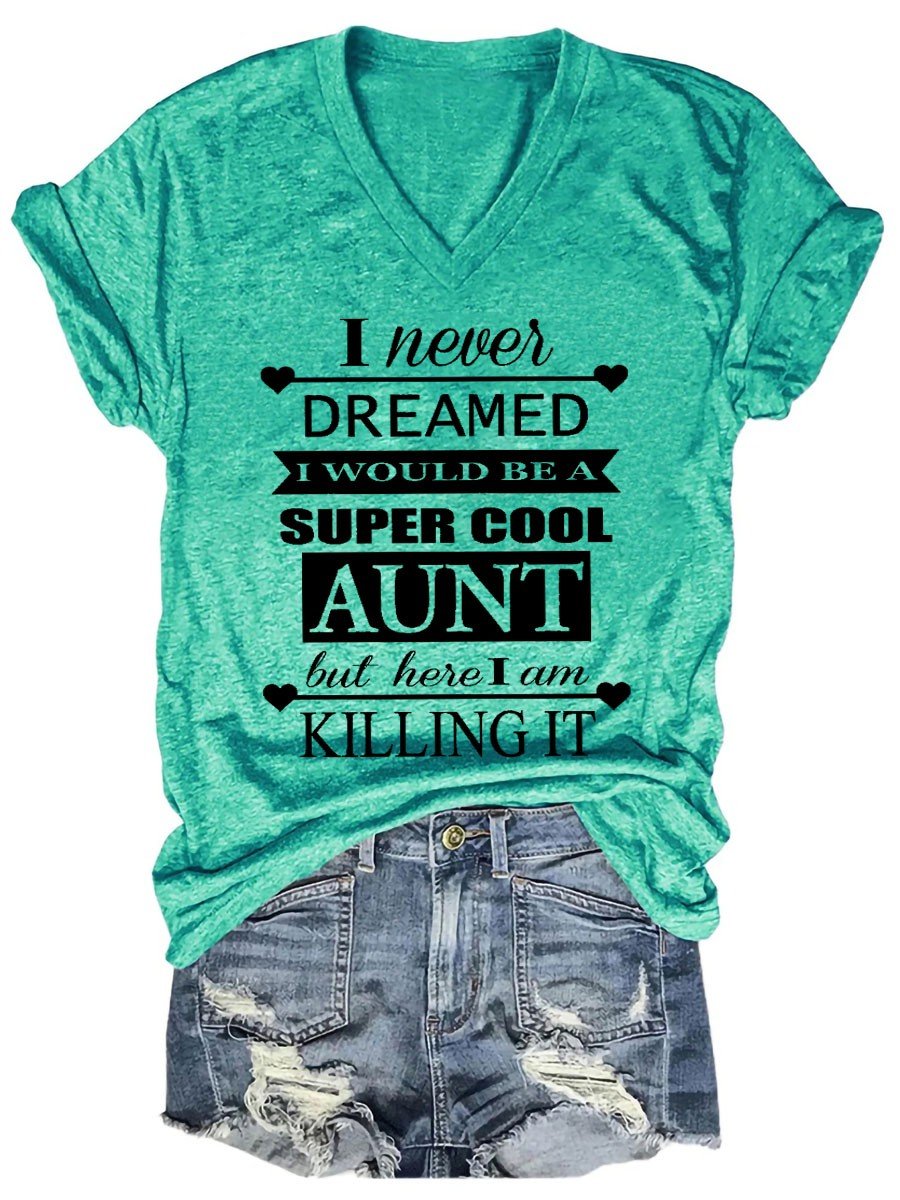 Women's Super Cool Aunt V-Neck T-Shirt - Outlets Forever