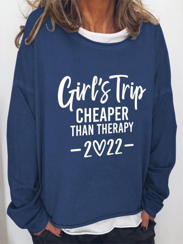 Women Girl's Trip Therapy 2022 Long Sleeve Top