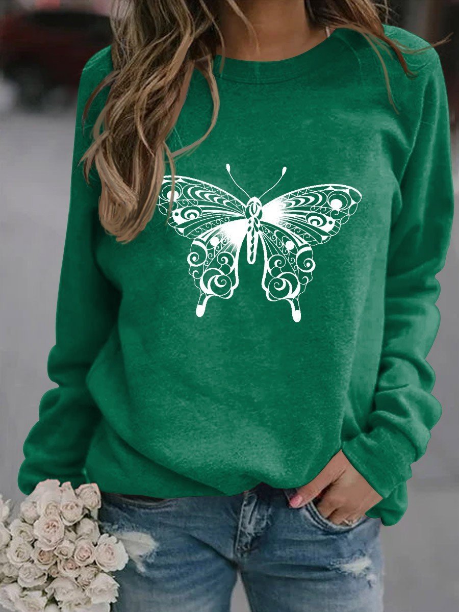 Women's Butterfly Design Sweatshirt - Outlets Forever