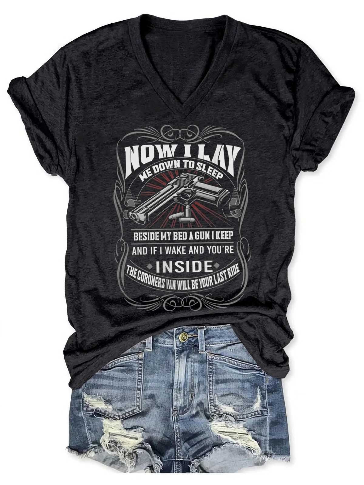 Women Now I Lay Me Down To Sleep Beside My Bed V-Neck T-Shirt - Outlets Forever