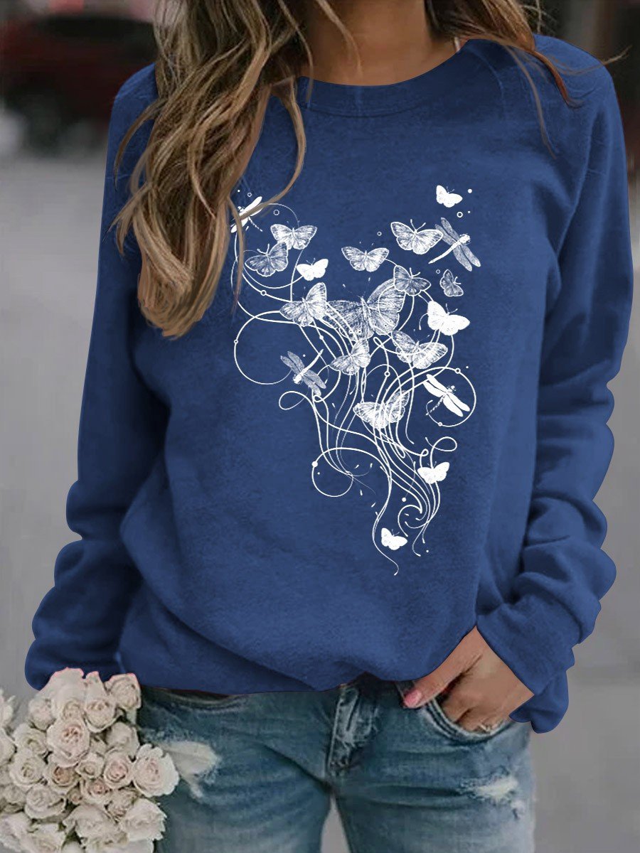 Women's Butterflies And Dragonflies Art Sweatshirt - Outlets Forever