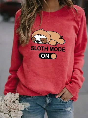 Women Sloth Mode On Graphic Long Sleeve Sweatshirt