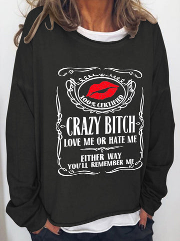 Women Love Me Or Hate Me Lips Long Sleeve Top