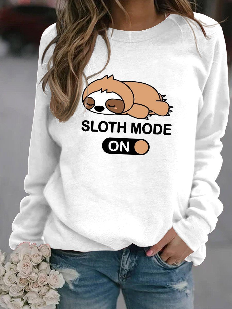 Women Sloth Mode On Graphic Long Sleeve Sweatshirt - Outlets Forever