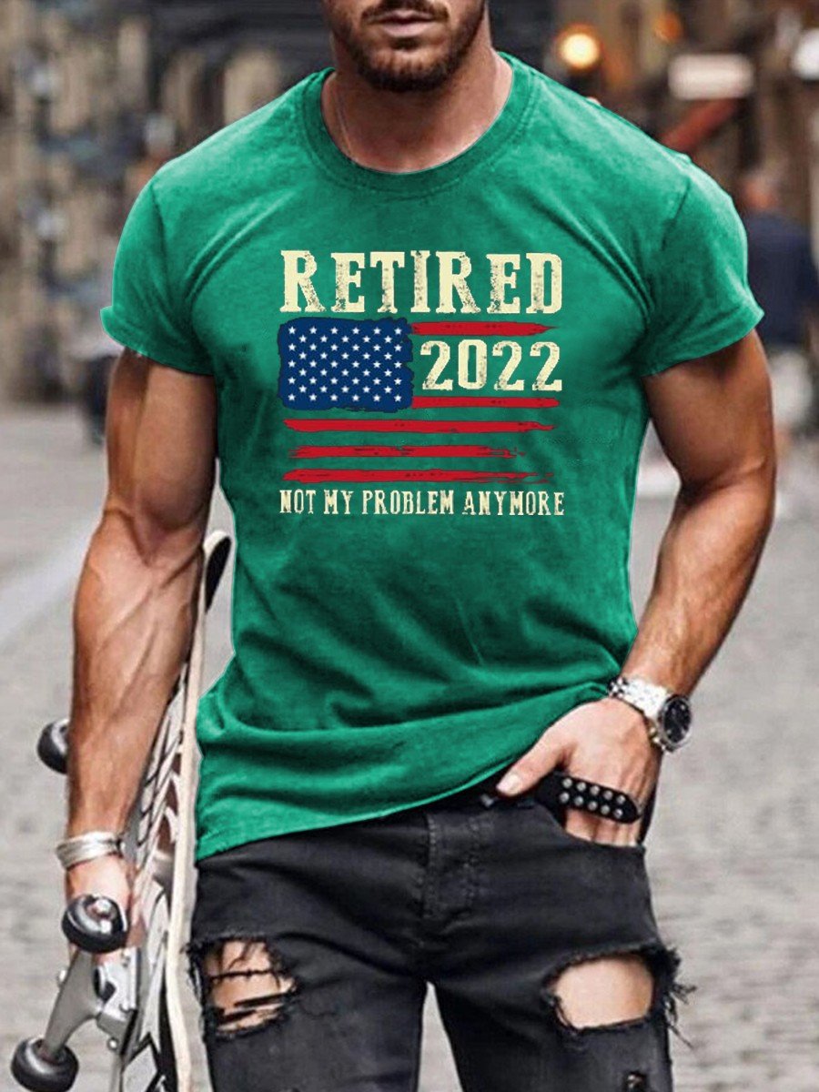 Men's Retired 2022 Not My Problem Anymore Usa Flag Classic T-shirt - Outlets Forever