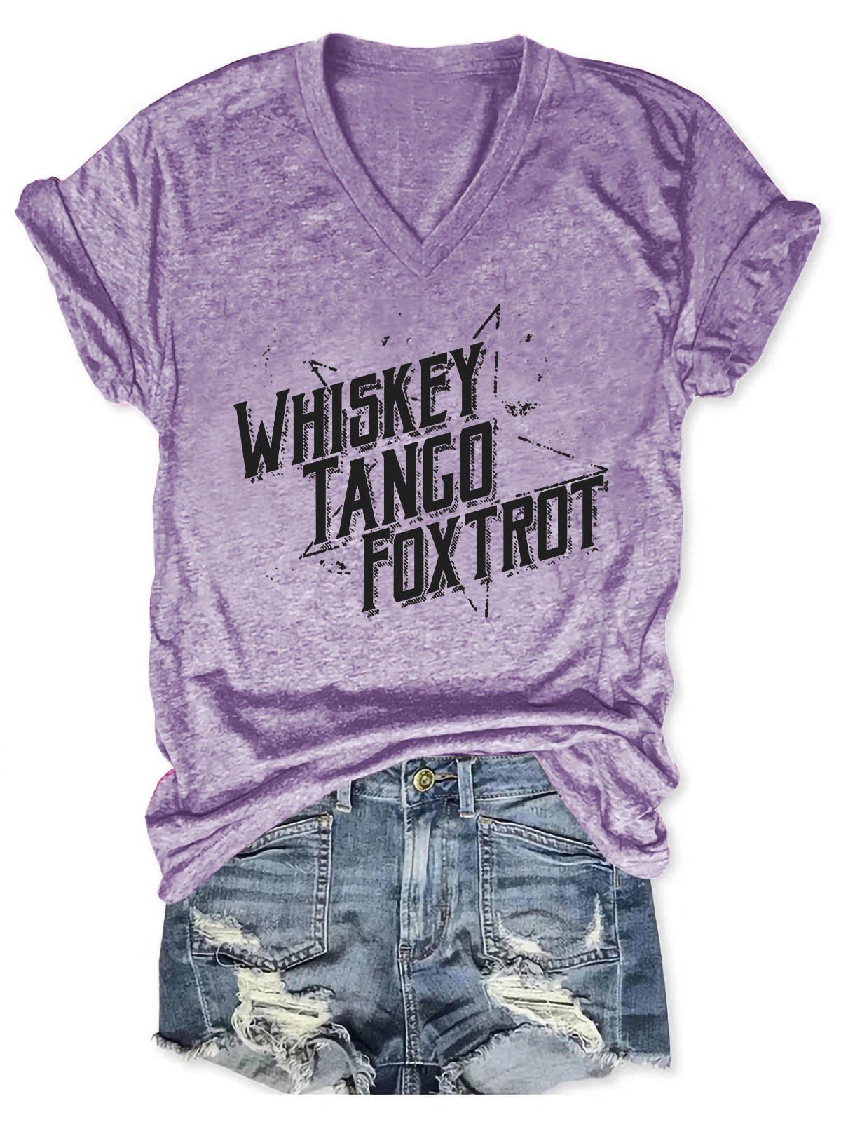 Women Whiskey Tango Foxtrot V-Neck T-Shirt - Outlets Forever