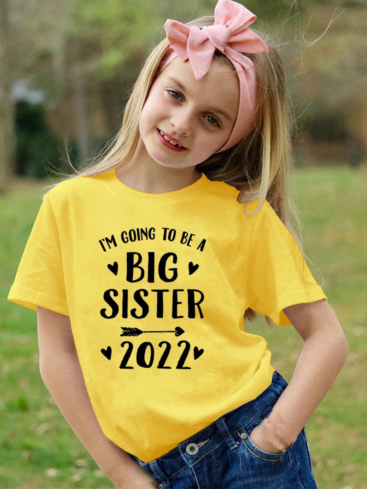 Kid Girl's I'm Going To Be A Big Sister 2022 Crew Neck T-Shirt - Outlets Forever