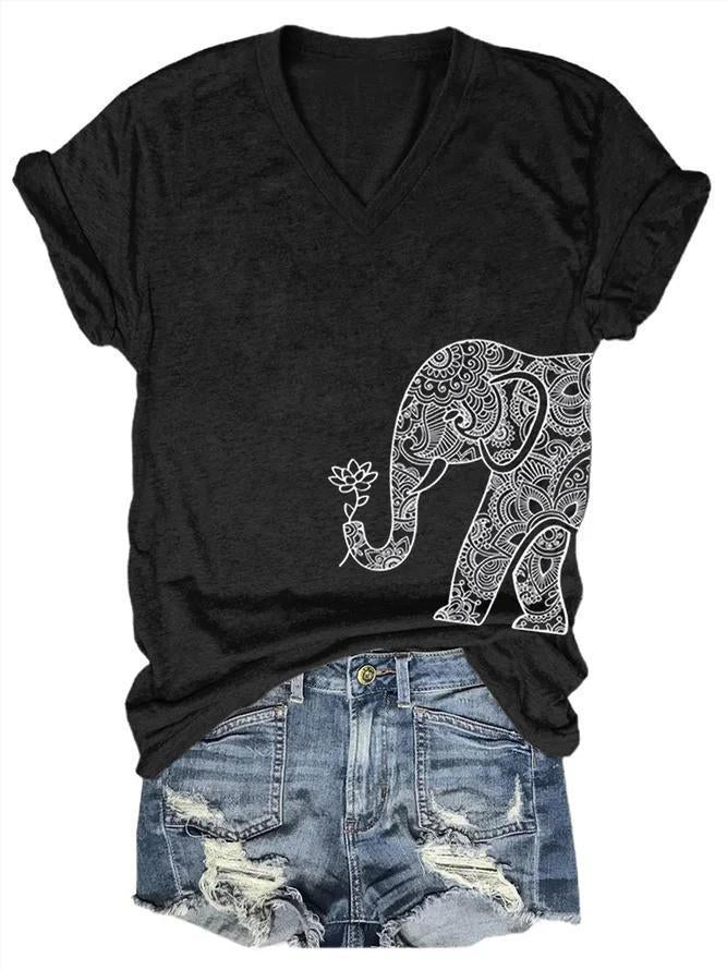 Elephant Floral Print Women's T-shirts - Outlets Forever