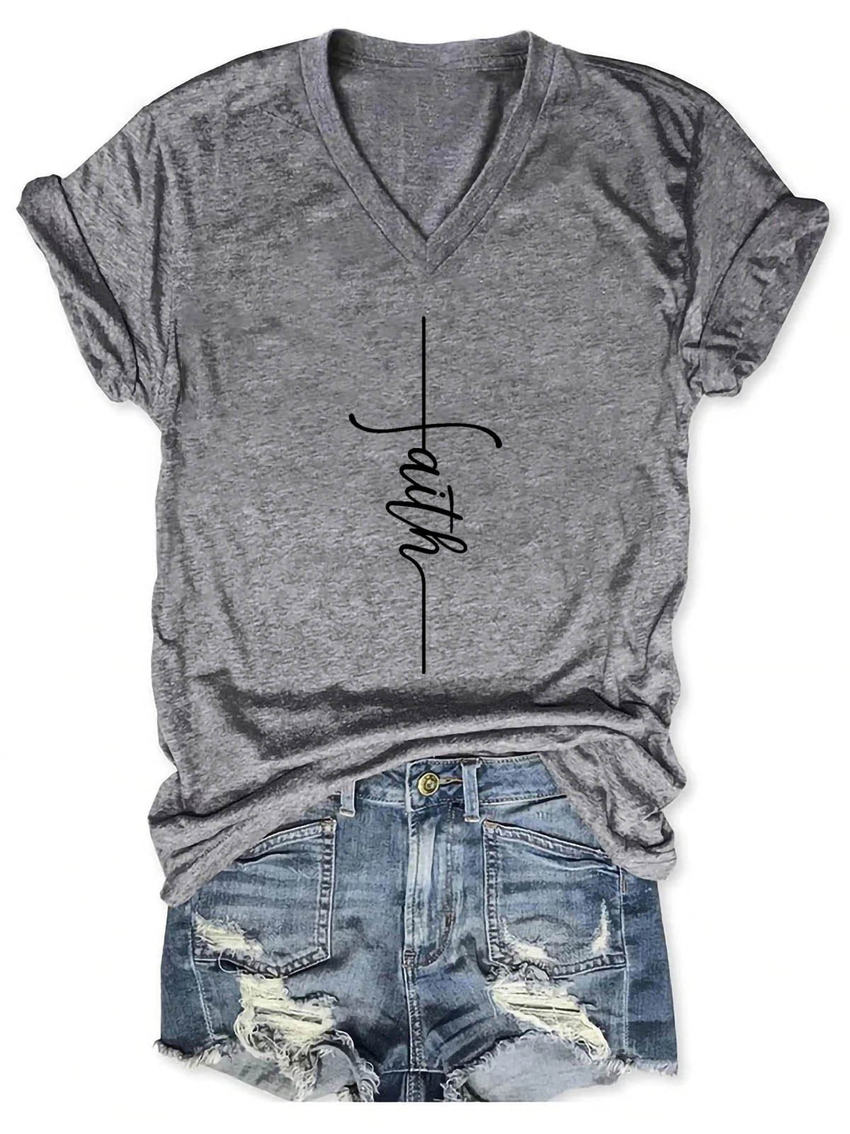Women's Faith V-Neck T-Shirt - Outlets Forever