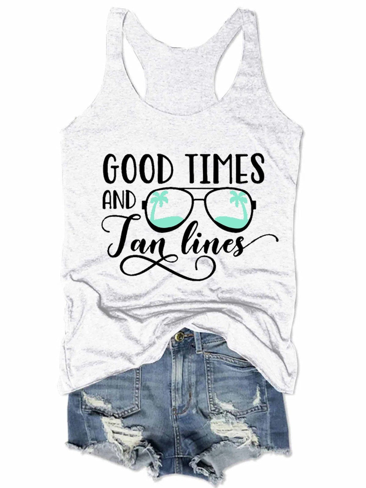 Good Times And Tan Lines Tank - Dark Grey - Outlets Forever