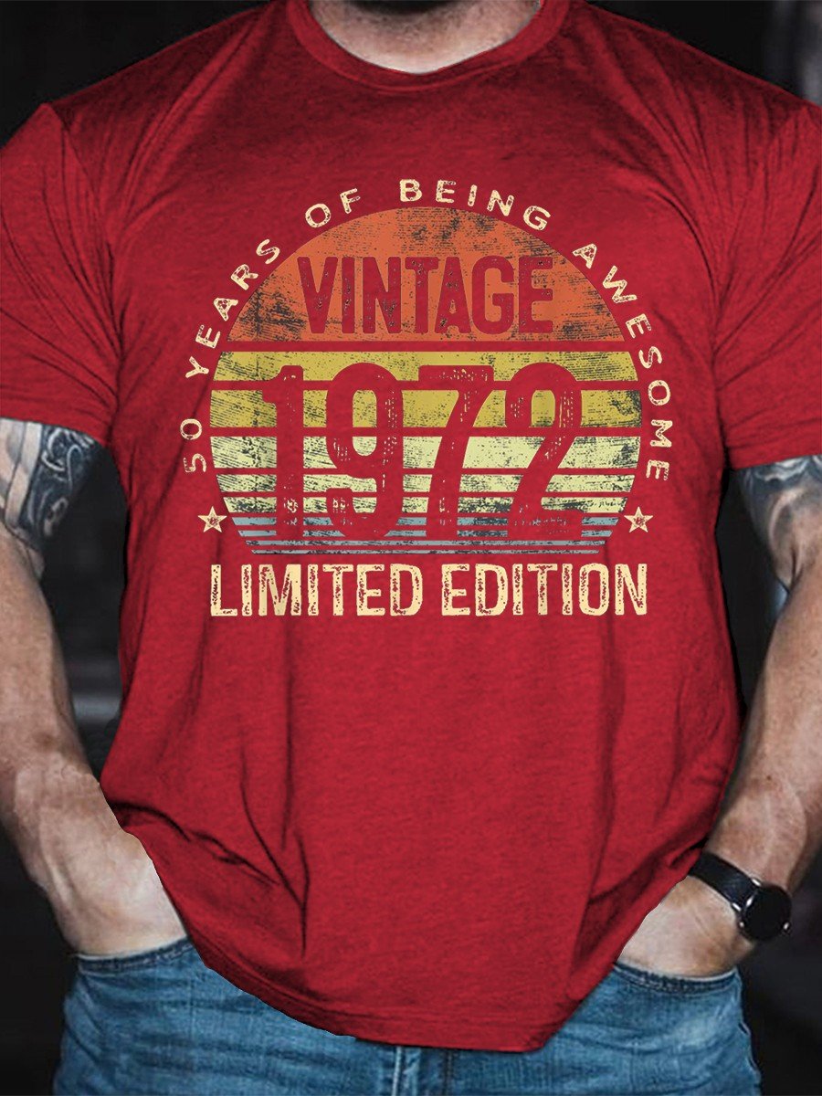 Men's 50 Year Old Gifts Vintage 1972 Limited Edition 50th Birthday T-shirt - Outlets Forever