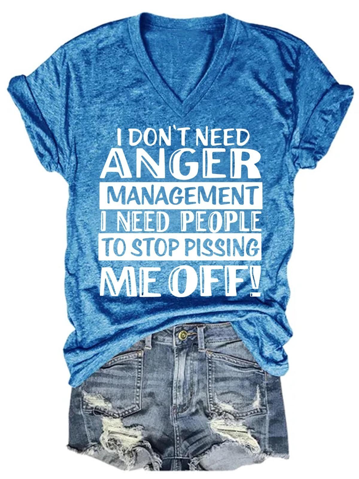 Women's I Don't Need Anger Management V-Neck T-Shirt - Outlets Forever