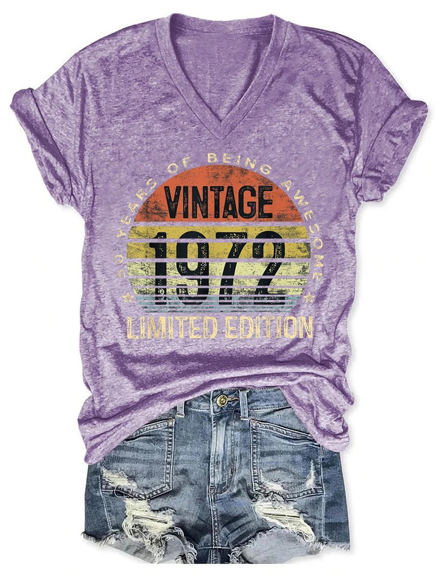 Women's 50 Year Old Gifts Vintage 1972 Limited Edition 50th Birthday T-shirt - Outlets Forever