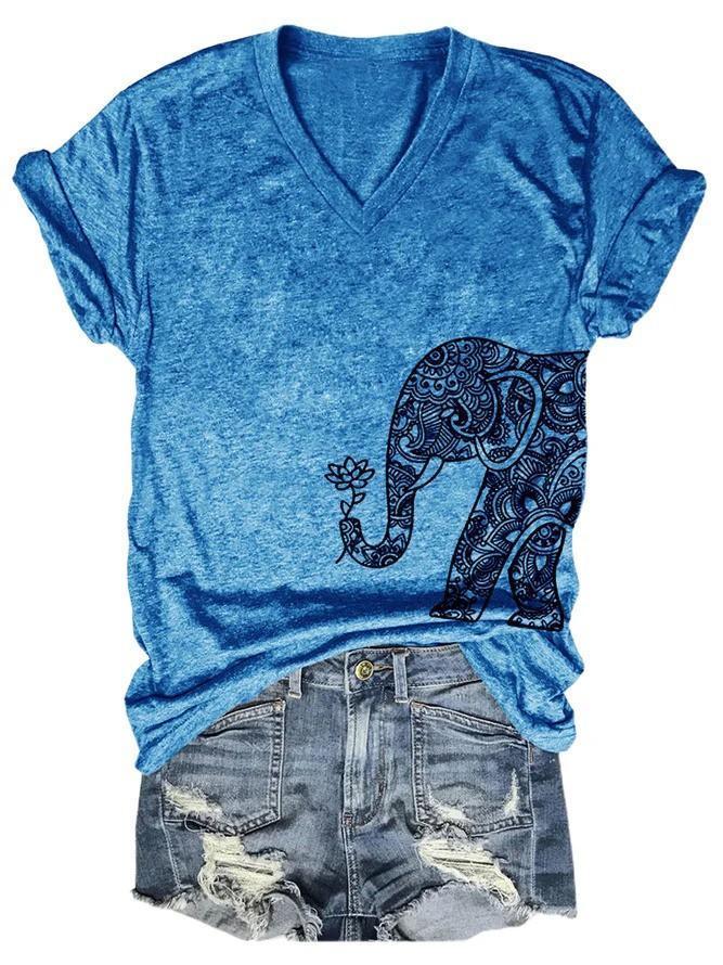 Elephant Floral Print Women's T-shirts - Outlets Forever