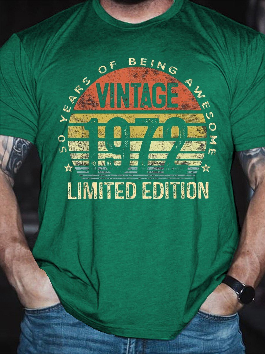 Men's 50 Year Old Gifts Vintage 1972 Limited Edition 50th Birthday T-shirt - Outlets Forever