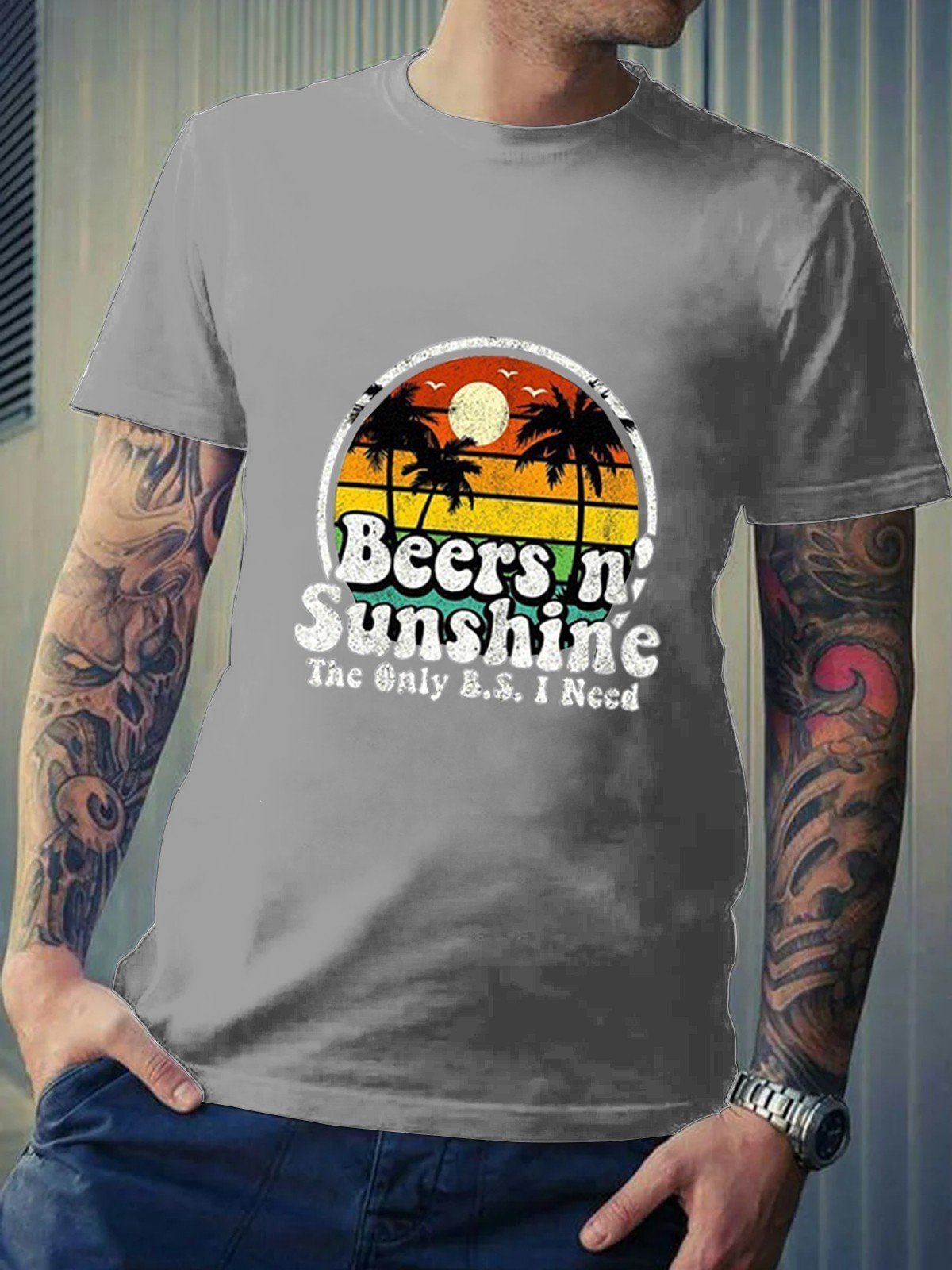 The only BS I need is beers and sunshine Men's T-shirt - Outlets Forever