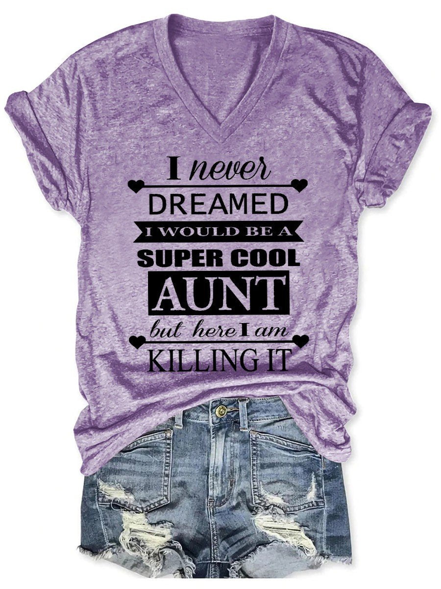Women's Super Cool Aunt V-Neck T-Shirt - Outlets Forever