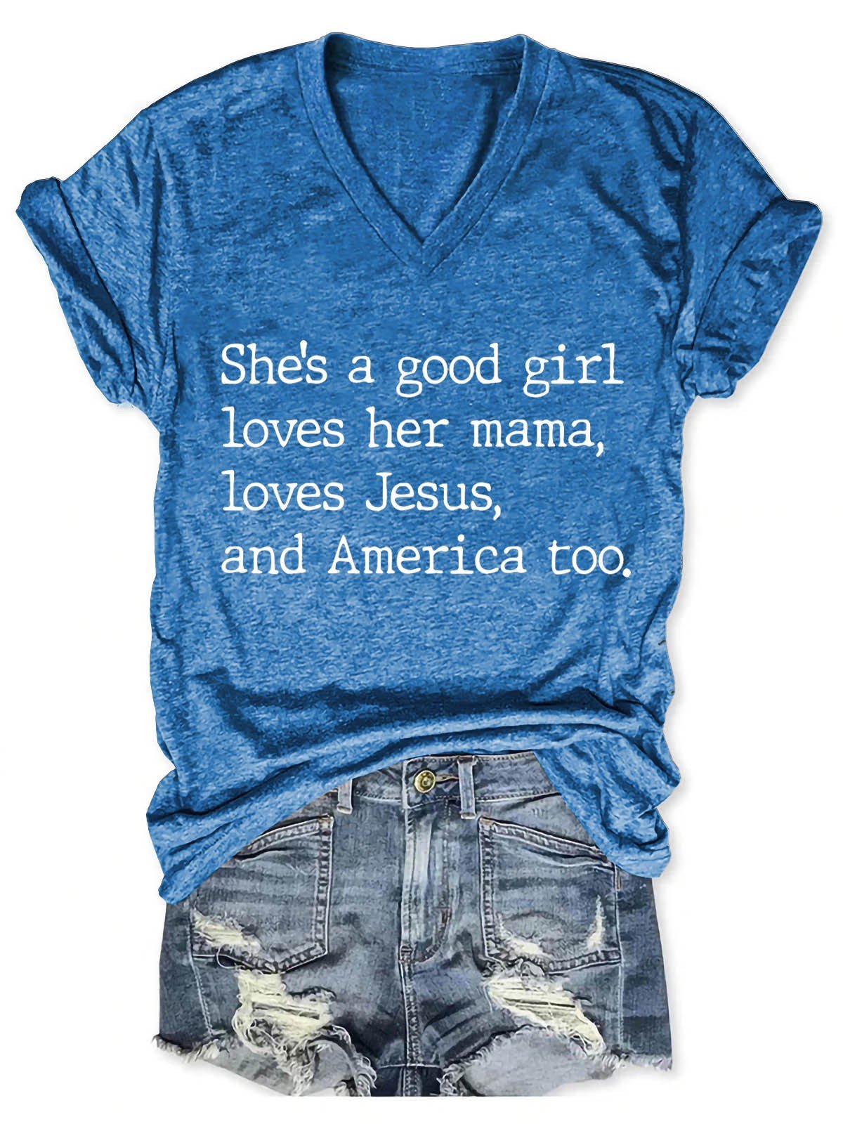 Women's She's A Good Girl V-Neck T-Shirt - Outlets Forever