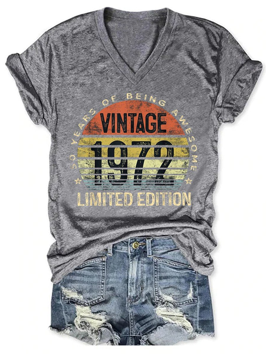 Women's 50 Year Old Gifts Vintage 1972 Limited Edition 50th Birthday T-shirt - Outlets Forever