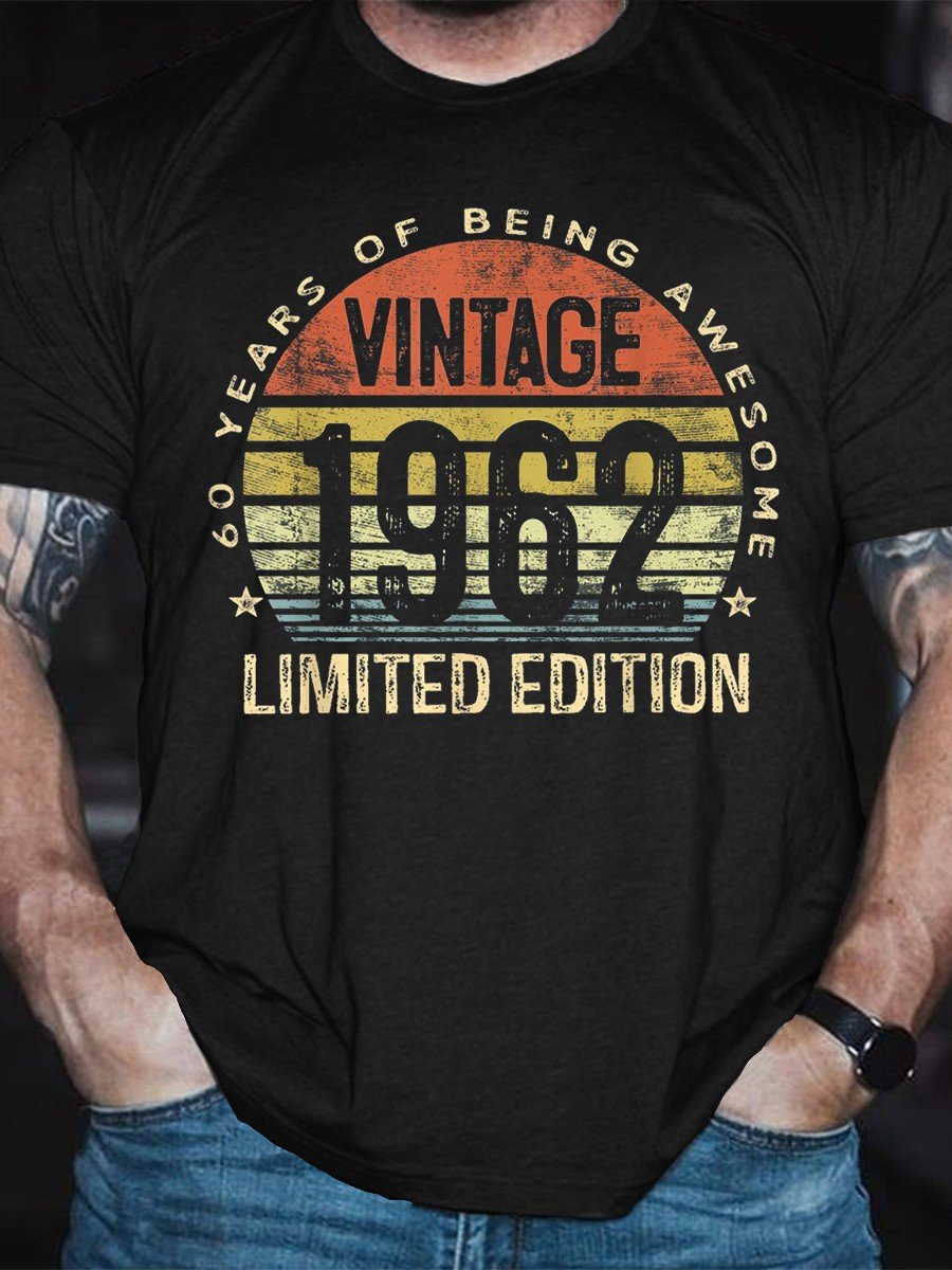 Men's 60 Year Old Gifts Vintage 1962 Limited Edition 60th Birthday T-shirt - Outlets Forever