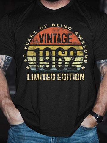 Men's 60 Year Old Gifts Vintage 1962 Limited Edition 60th Birthday T-shirt - Outlets Forever