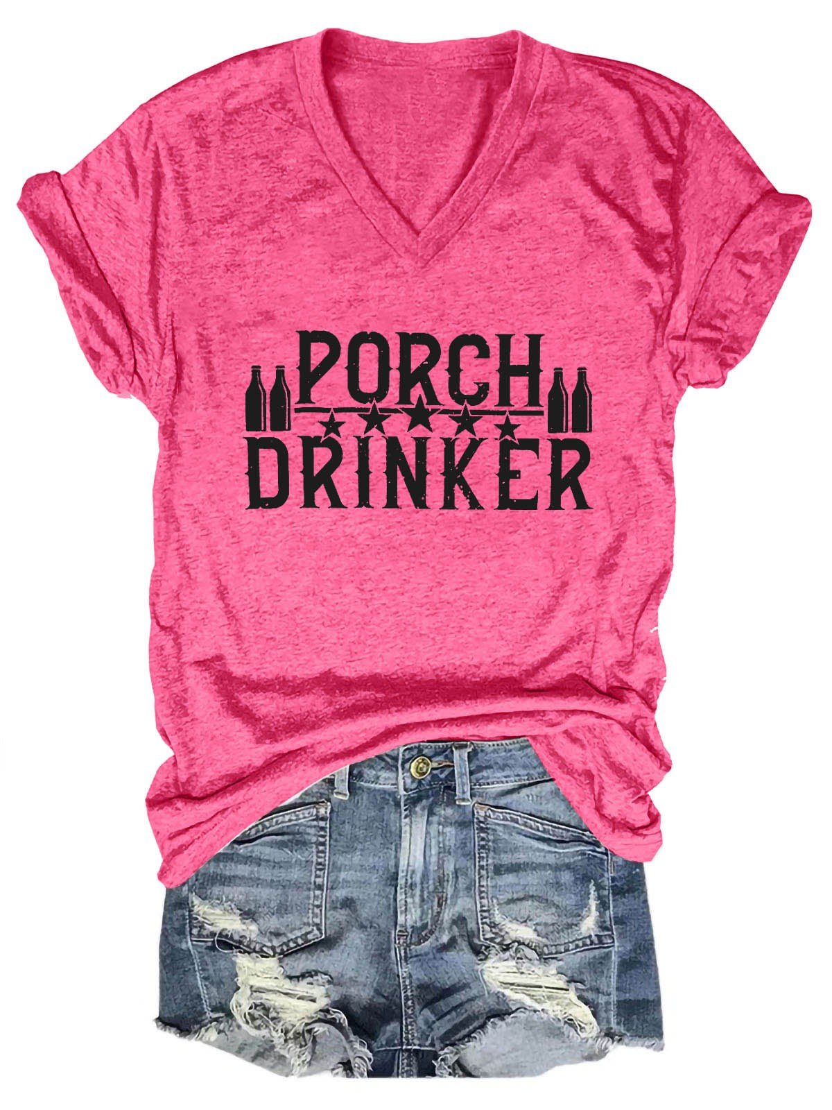 Women's Porch Drinker V-Neck T-Shirt - Outlets Forever