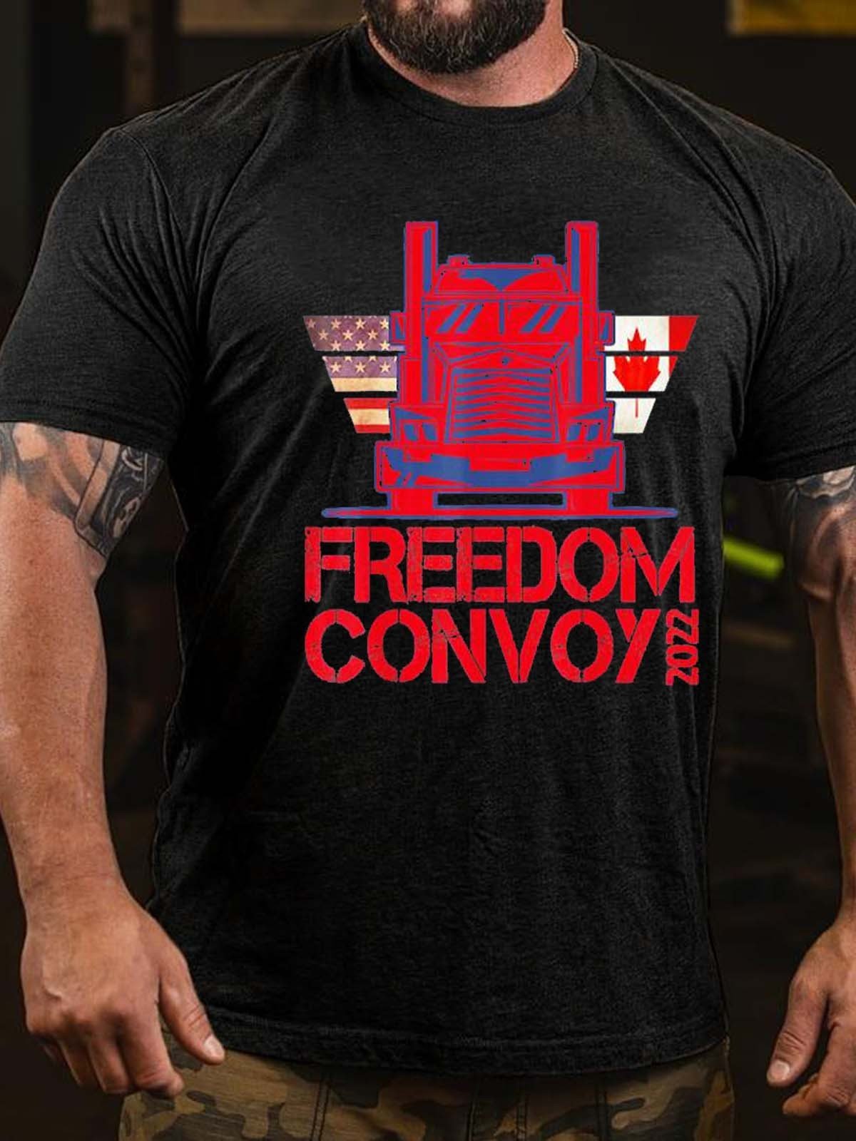 Men's Freedom Convoy 2022 Support Our Truckers Convoy Canada T-Shirt - Outlets Forever