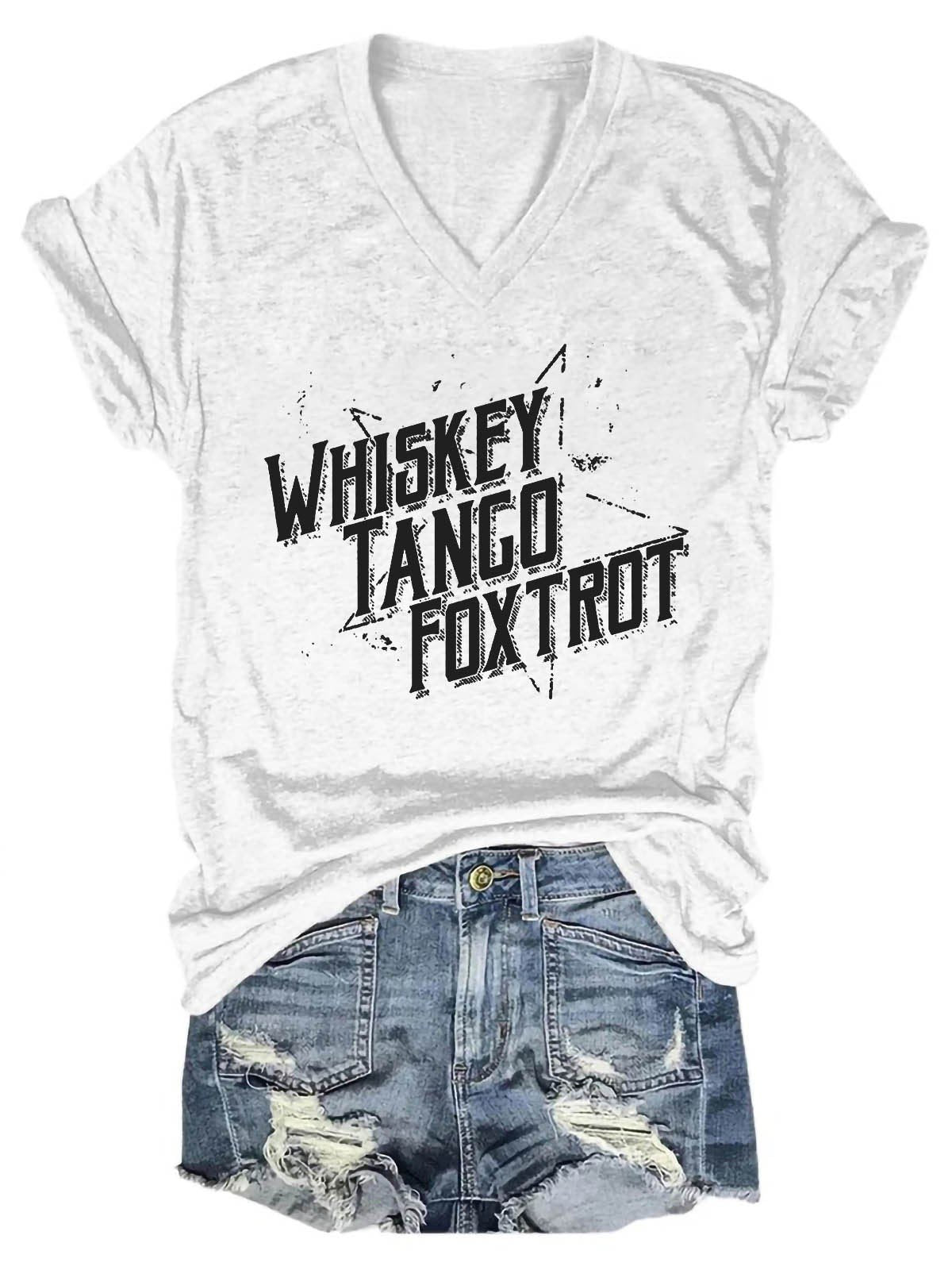 Women Whiskey Tango Foxtrot V-Neck T-Shirt - Outlets Forever