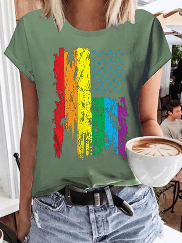 Gay Pride Parade American Flag Women's T-shirt