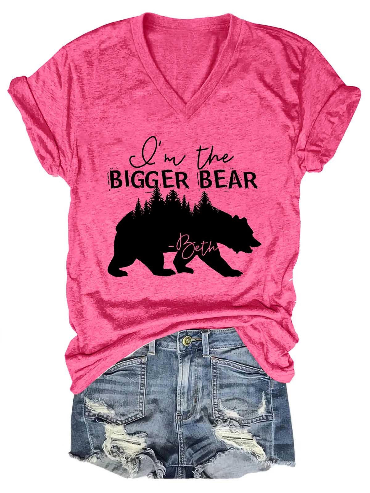 Women's I'm The Bigger Bear V-Neck T-Shirt - Outlets Forever