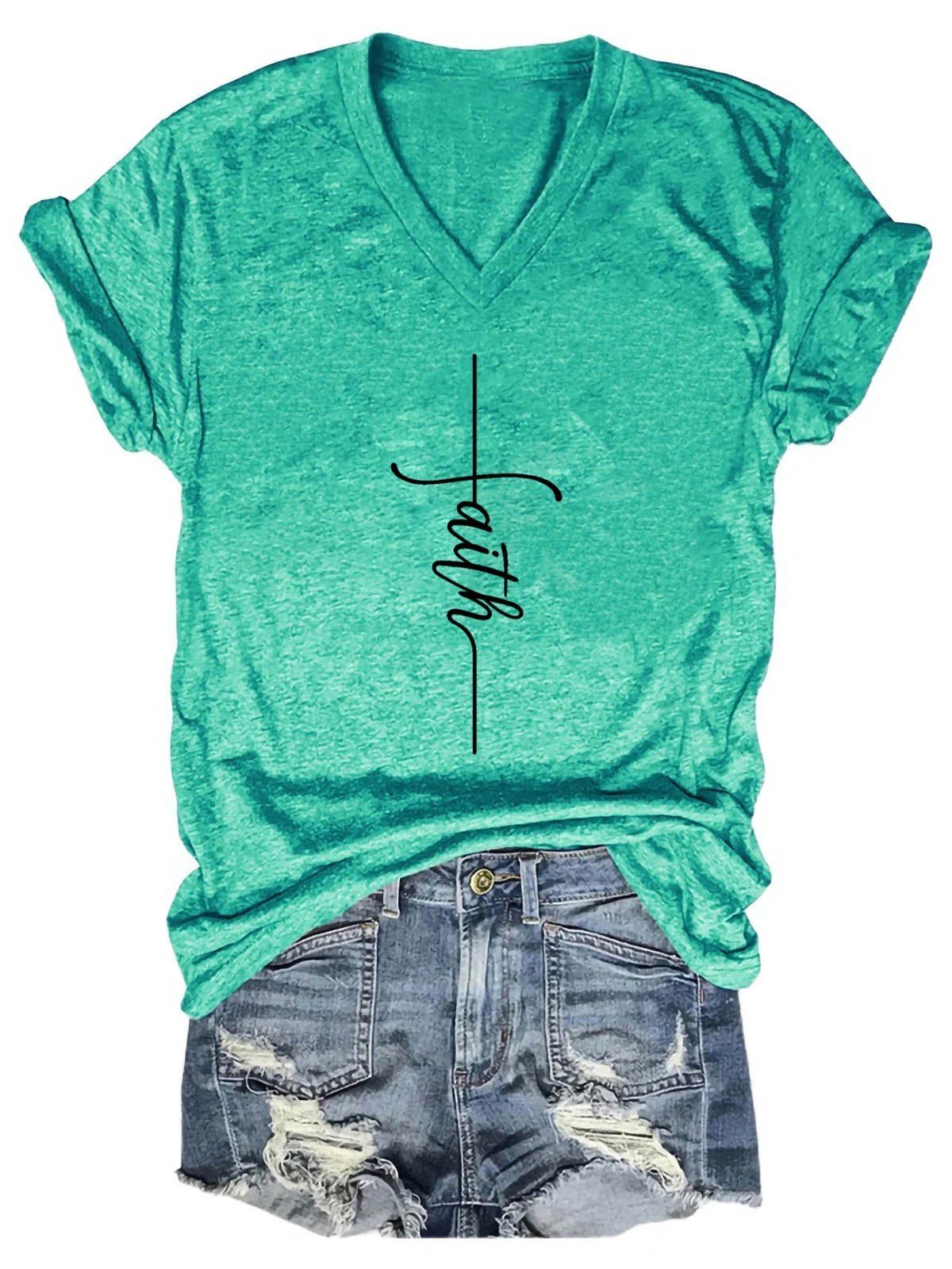 Women's Faith V-Neck T-Shirt - Outlets Forever