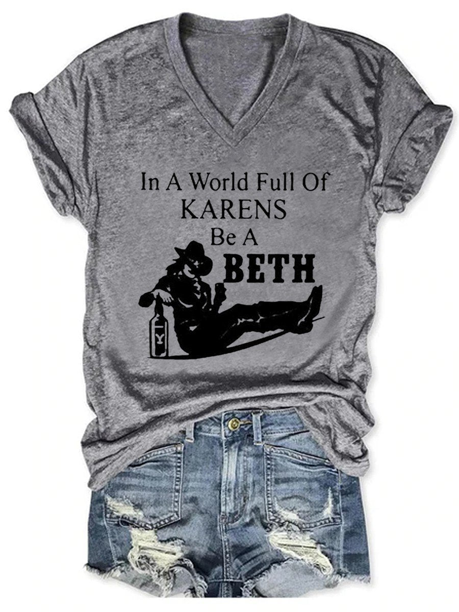 Women In A World Full Of Karens Beth V-neck Tee - Outlets Forever