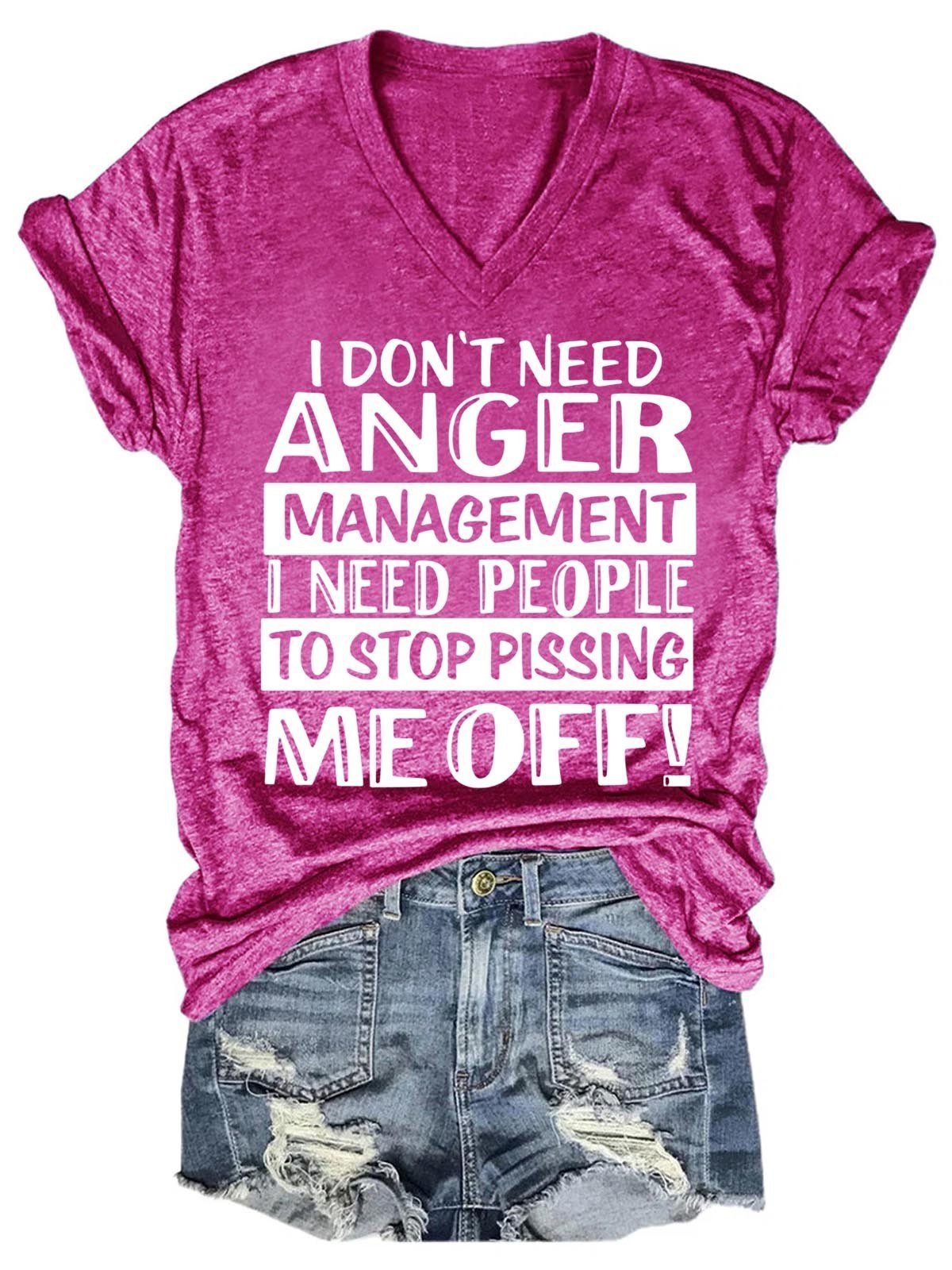 Women's I Don't Need Anger Management V-Neck T-Shirt - Outlets Forever