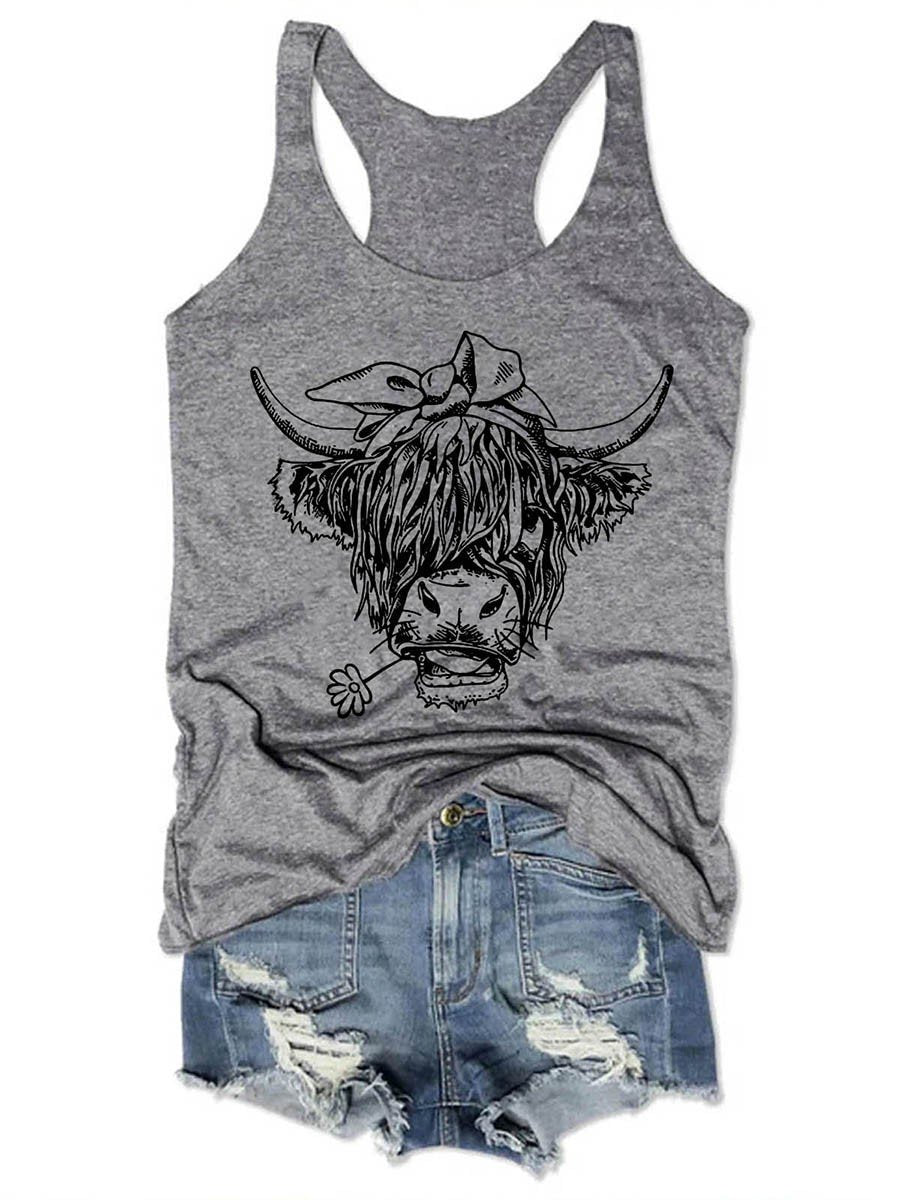Funny Cow Flower Casual Women Tank Top - Outlets Forever