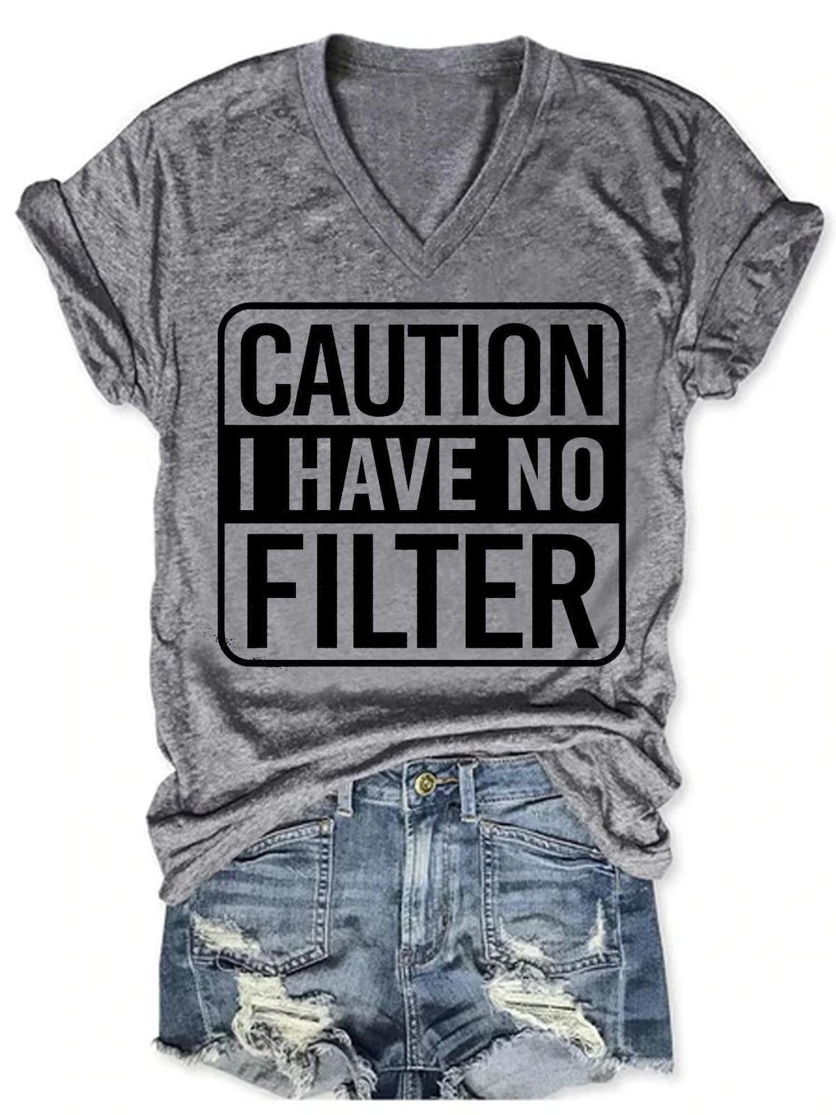 Women Caution I Have No Protection V-Neck T-Shirt - Outlets Forever