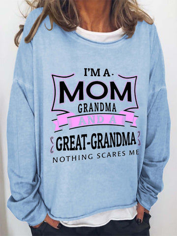 Women's  I'm Mom Grandma And A Great-Grandma Long Sleeve Top