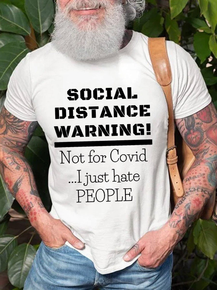Social Distance Warning Cotton Women & Men T-shirt - Outlets Forever