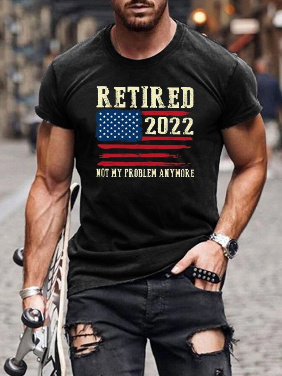 Men's Retired 2022 Not My Problem Anymore Usa Flag Classic T-shirt - Outlets Forever