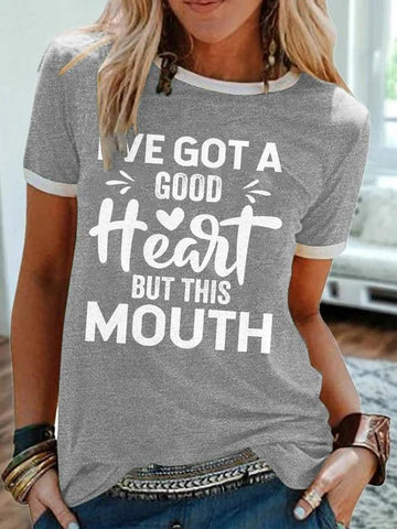 Kind Heart Text Print Women's T-shirts