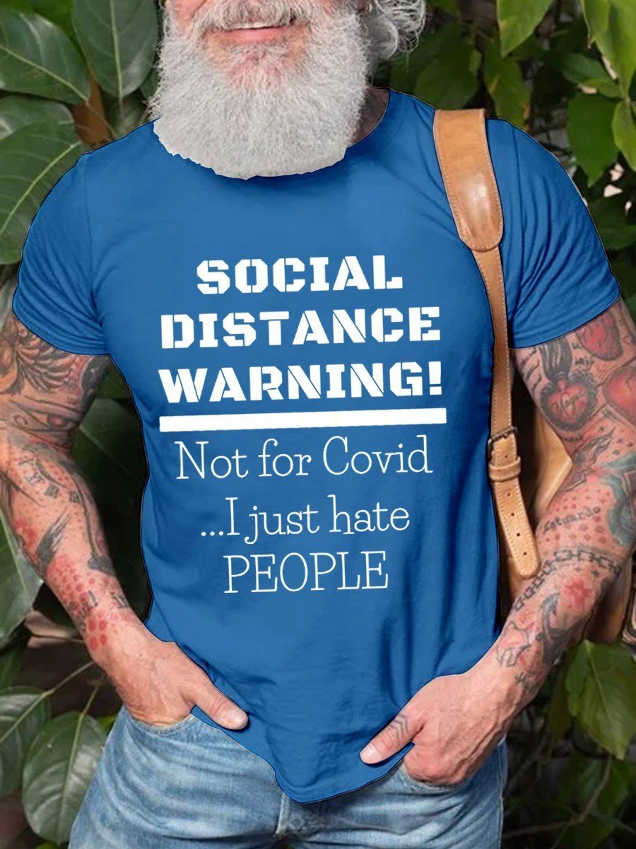 Social Distance Warning Cotton Women & Men T-shirt - Outlets Forever