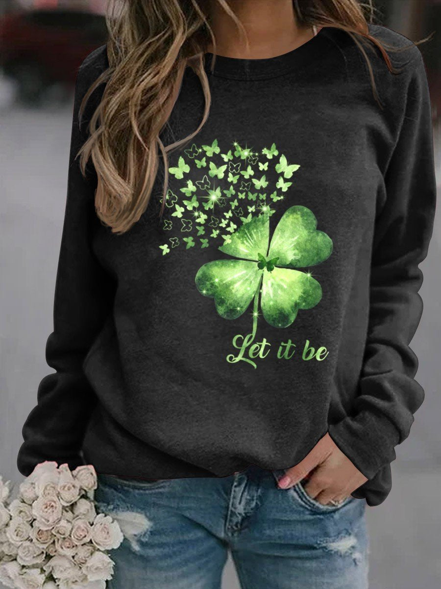 Women's Let It Be Hippie Shamrock Butterfly Sweatshirt - Outlets Forever