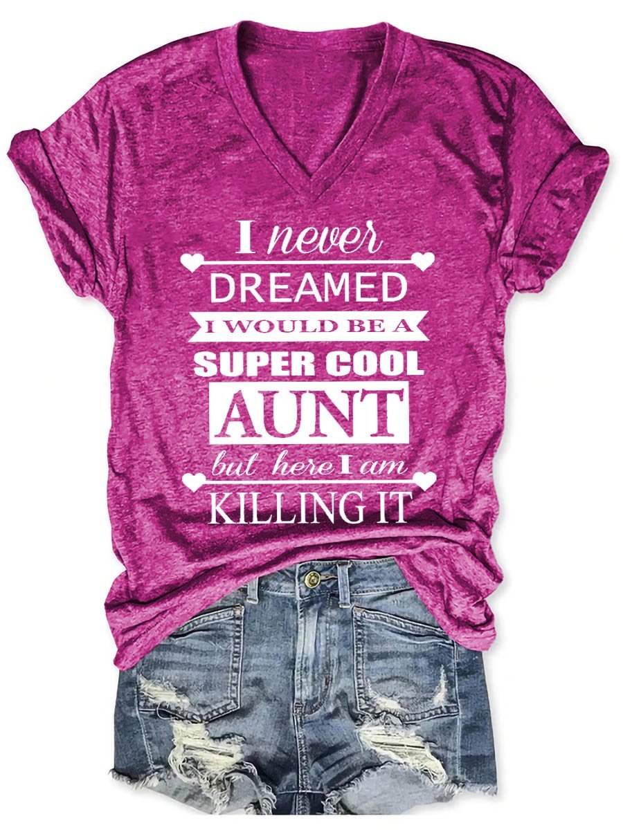Women's Super Cool Aunt V-Neck T-Shirt - Outlets Forever