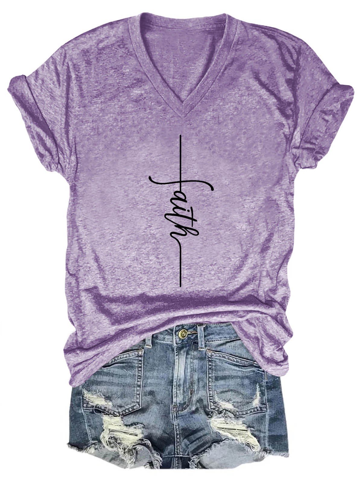 Women's Faith V-Neck T-Shirt - Outlets Forever