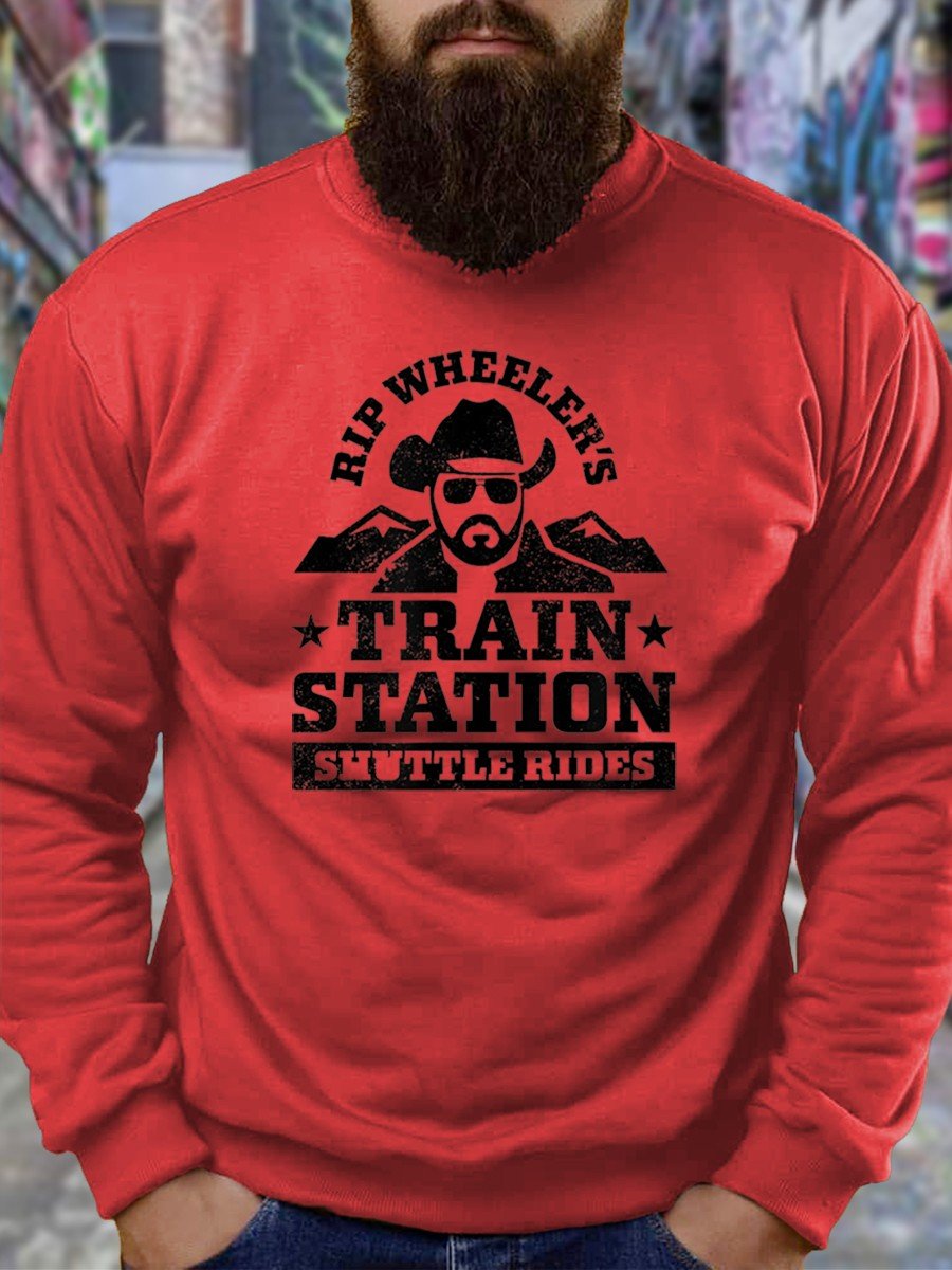 Men Rip Wheeler's Train Station Shuttle Rides Sweatshirt - Outlets Forever